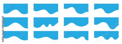 Blue separator footer, modern divider shape.  Collection of  wavy abstract divider shapes. Wavy blue decorative border for web design Website divider border vector illustration.  Eps10