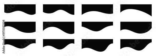 Black color template dividers shapes for website design. Divider icons isolated on  white background.  Vector  illustration. Eps10