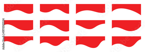 Collection of wavy red decorative border for web design element vector.  Divider suitable for banners, dividers, headers, backgrounds, decorative elements, website. Eps10