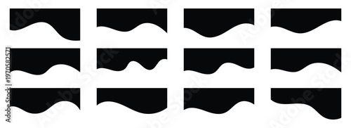 Black color template dividers shapes for website design. Divider icons isolated on  white background.  Vector  illustration. Eps10