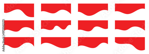 Collection of wavy red decorative border for web design element vector.  Divider suitable for banners, dividers, headers, backgrounds, decorative elements, website. Eps10