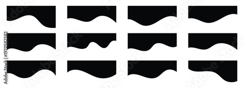 Black color template dividers shapes for website design. Divider icons isolated on  white background.  Vector  illustration. Eps10