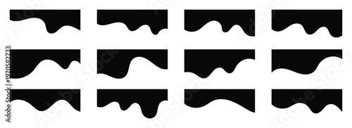 A black graphic way shape separators Collection of decorative  wavy borders and graphic elements for digital design. Black wave divider shapes for business website headers and corporate. Eps10