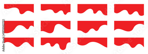 A red graphic way shape separators Collection of decorative red wavy borders and graphic elements for digital design. Red wave  divider shapes for business website headers and corporate. Eps10