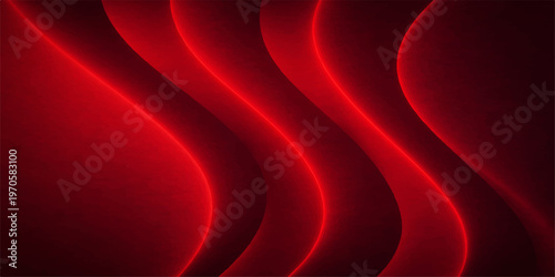 Red abstract flowing wave background with soft satin texture and digital light streaks in a motion design illustration