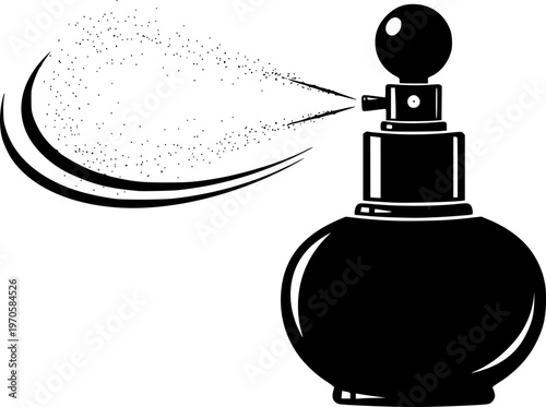 Classic perfume bottle silhouette with spray atomizer
