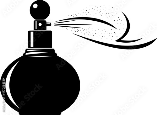 Classic perfume bottle silhouette with spray atomizer
