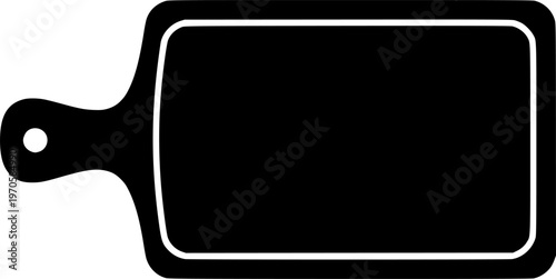 Black silhouette of a rectangular cutting board on white background
