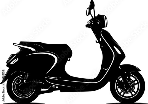 Electric scooter silhouette illustration on white background
