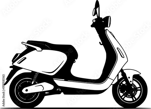 Electric scooter silhouette illustration on white background
