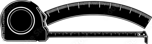 Silhouette of tape measure with extended ruler
