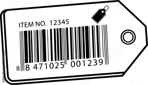 Black barcode tag with numbers on white background for retail and inventory
