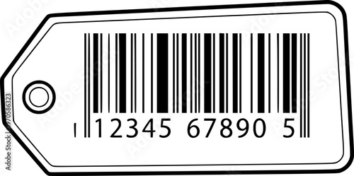 Black barcode tag with numbers on white background for retail and inventory
