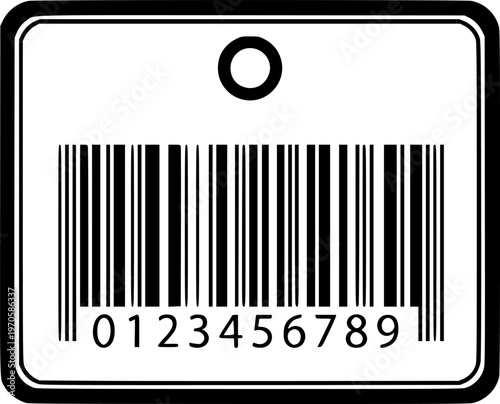 Black barcode tag with numbers on white background for retail and inventory
