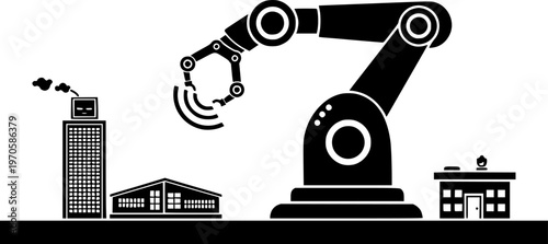 Industrial automation with conveyor belt and robotic arm in manufacturing

