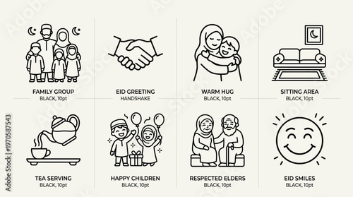 Family icons, love, unity, home, hospitality, joy, friendship, celebration, comfort, togetherness, peace