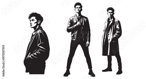Stylish Men Silhouette Set - Fashionable Male Character Vector Collection