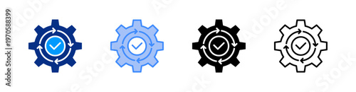 Process Multiple Style Icon Set Vector 