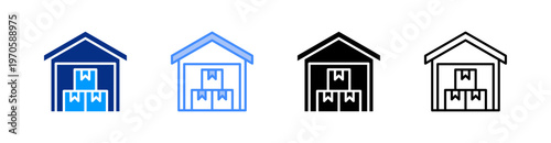 Warehouse Multiple Style Icon Set Vector 