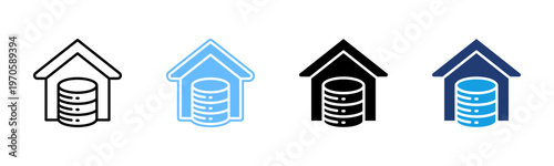 Data Warehouse icon set multiple style collection