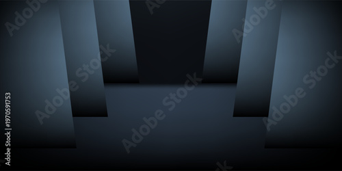 White neon-lit spaceship corridor on a dark background. Scene for advertising, showroom, technology, future, modern, garage. Vector illustration