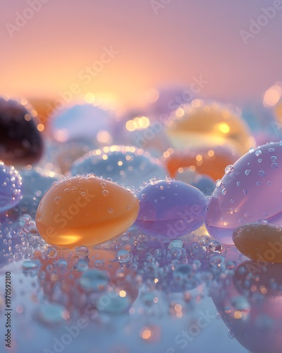 Floating Spheres Abstract Futuristic Micro World Concept