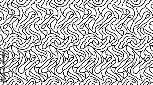 Seamless monochrome abstract curvilinear line pattern design.