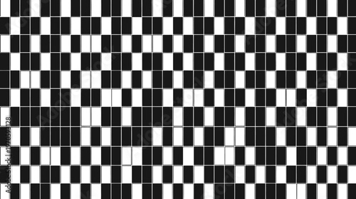 Black and white checkerboard pattern with irregular distorted squares.