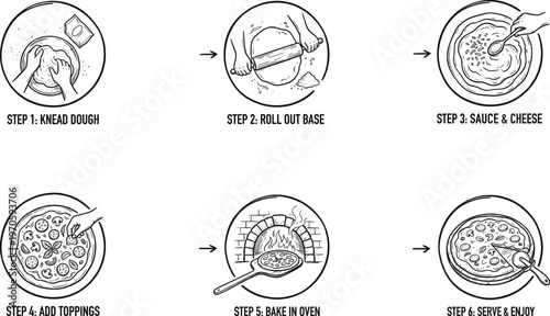 Detailed illustration of ramen preparation steps a six panel guide to noodle soup creation