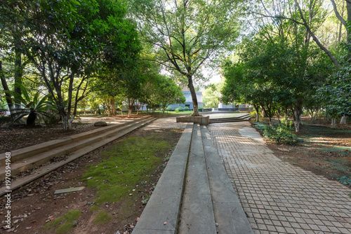 spring park and modern city