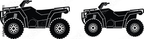 ATV quad bike silhouettes vector illustration, off road four wheeler vehicles isolated for motorsport, adventure and transport design