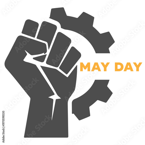 International Labor Day Vector Illustration: Happy May 1st Workers Day Celebration with Industrial Gear, Tools, and Worker Silhouette for Poster, Banner, and Social Media Branding