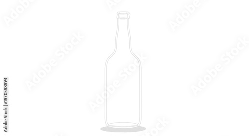 Empty Glass Bottle Outline on White Background