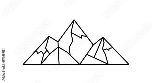 Geometric Mountain Range Line Art, Minimalist Peak Illustration