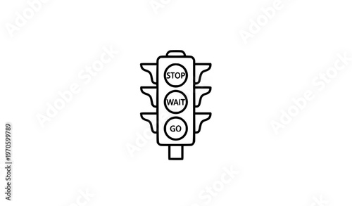 Minimal line traffic signal icon vector outline symbol isolated on white background for interface and navigation design
