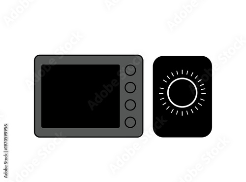 Smart Home Control System Interface and Thermostat Dial Icons for Temperature Regulation and Energy Management, Simple Modern Vector Graphic Set