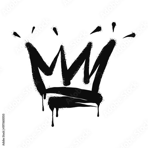 Spray painted graffiti crown sign in black over white. Crown drip symbol. isolated on white background. vector illustration