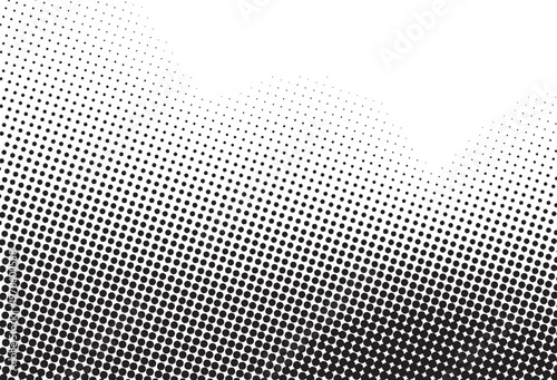 Black and white halftone dot gradient background with smooth diagonal fade pattern, perfect for comic style, print design, posters, and modern abstract visuals.