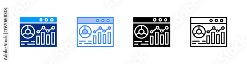 Pie Chart Multiple Style Icon Set Vector 