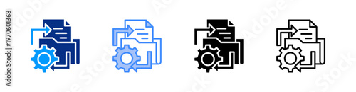 Files And Folders Multiple Style Icon Set Vector 