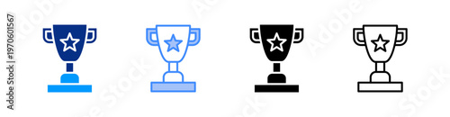 Trophy Multiple Style Icon Set Vector 