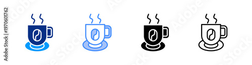 Coffee Cup Multiple Style Icon Set Vector 