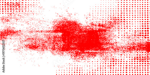 A red grunge background features artistic paint splashes and blood-like ink splatters in a textured vector illustration, perfect for a bold Christmas card or heart-themed wallpaper design