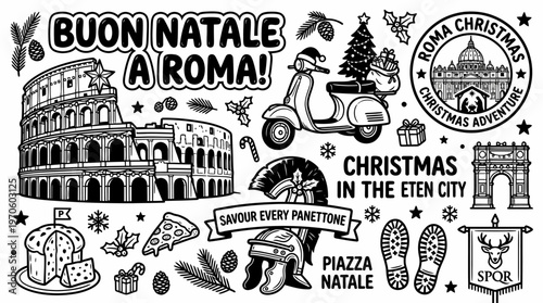 Buon Natale Roma! Christmas in Rome illustration