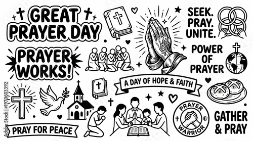 Christian Faith Symbols, Prayer, Hope, and Peace Icons