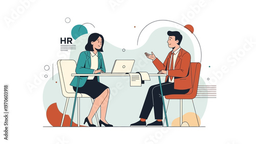 HR Manager Interviewing Candidate in Modern Office, Business Meeting Concept
