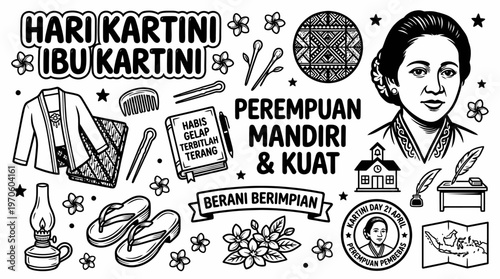 Hari Kartini Indonesian Women's Day Celebration Doodle Art