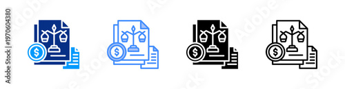 Balance Sheet Multiple Style Icon Set Vector 