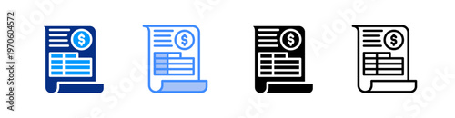 Invoice Multiple Style Icon Set Vector 