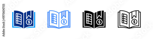 General Ledger Multiple Style Icon Set Vector 